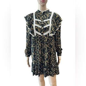 River Island Black Floral Yoke boho
 Long Sleeve mini tunic Dress